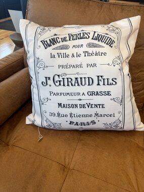 Decorative Script Print Throw Pillow - White and Black